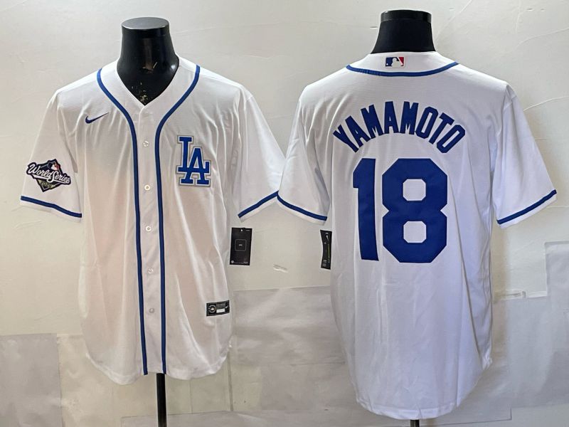 Men 2026 Nike Los Angeles Dodgers #18 Yamamoto White Game MLB Jersey 02->los angeles dodgers->MLB Jersey